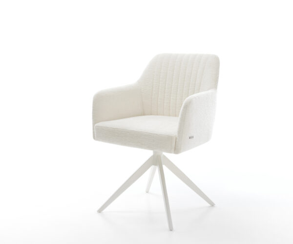 Étkezőszék Greg-Flex bouclé puha bézs kereszt láb széles fehér 360° forgatható billenő zsákrugó