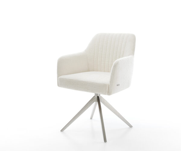 Étkezőszék Greg-Flex bouclé puha bézs kereszt láb széles rozsdamentes acél 360° forgatható billenő zsákrugó