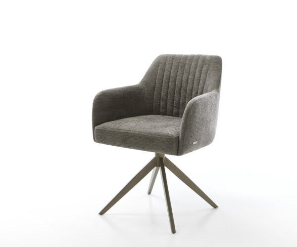 Étkezőszék Greg-Flex bouclé puha sötét bézs kereszt láb széles titán színű 360° forgatható billenő zsákrugós matrac