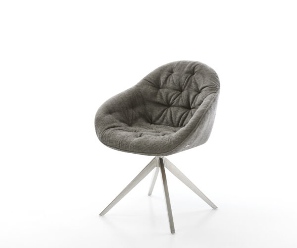 Étkezőszék Gaio-Flex bouclé puha sötét bézs kereszt láb széles rozsdamentes acél 360° forgatható billenő funkció