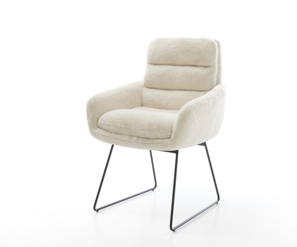 Étkezőszék Abelia-Flex karfás plüss krémfehér vékony láb fekete