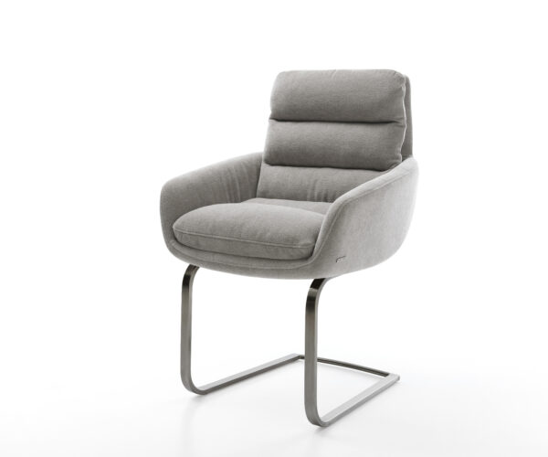 Étkezőszék Abelia-Flex kárpitozott karfás strukturált szövet puha szürke konzolos lapos antracit