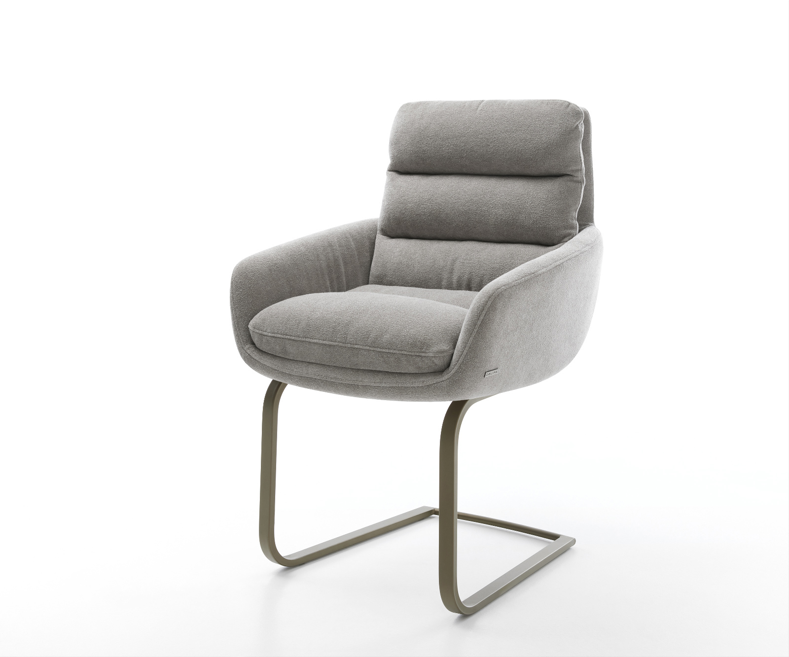 Étkezőszék Abelia-Flex kárpitozott karfás strukturált szövet puha szürke konzolos lapos láb titán színű