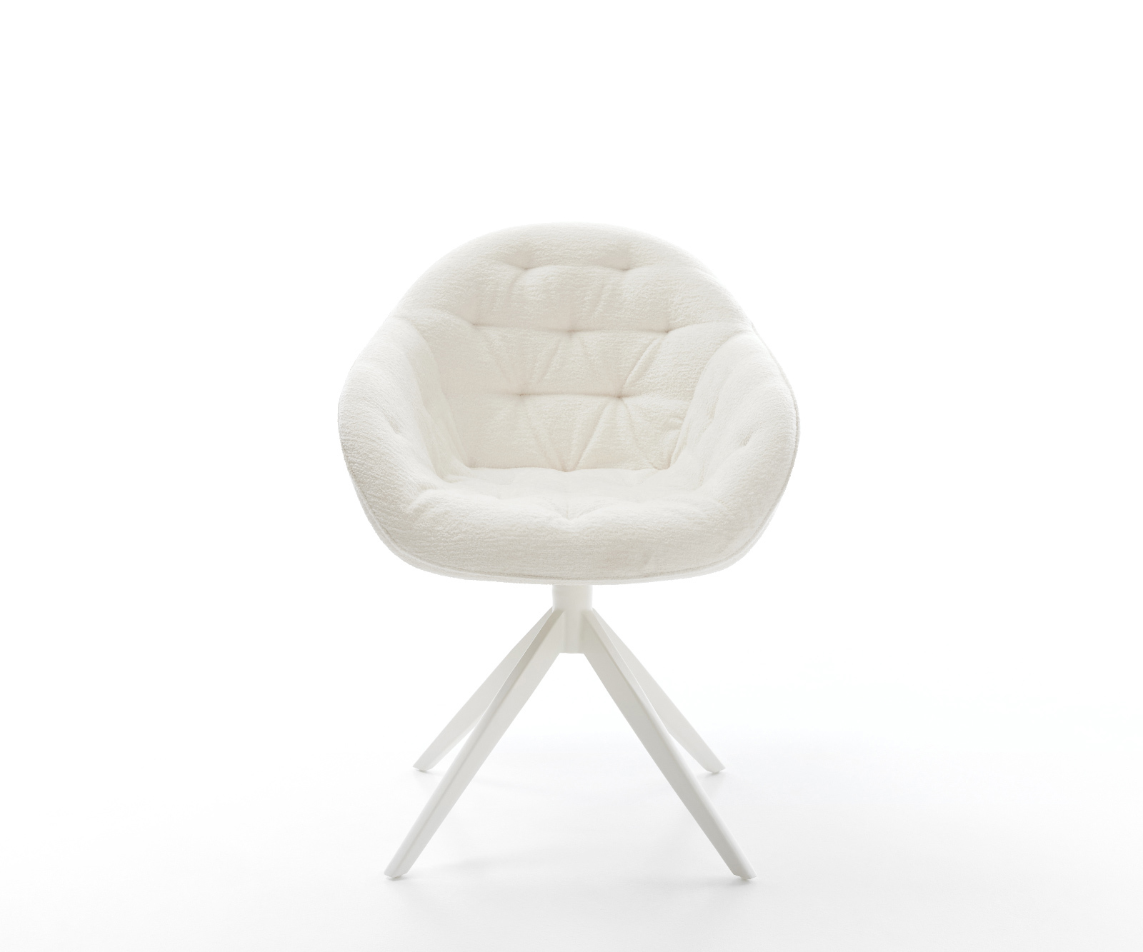 Étkezőszék Gaio-Flex bouclé puha bézs kereszt láb széles fehér 360° forgatható billenő funkció - Image 2