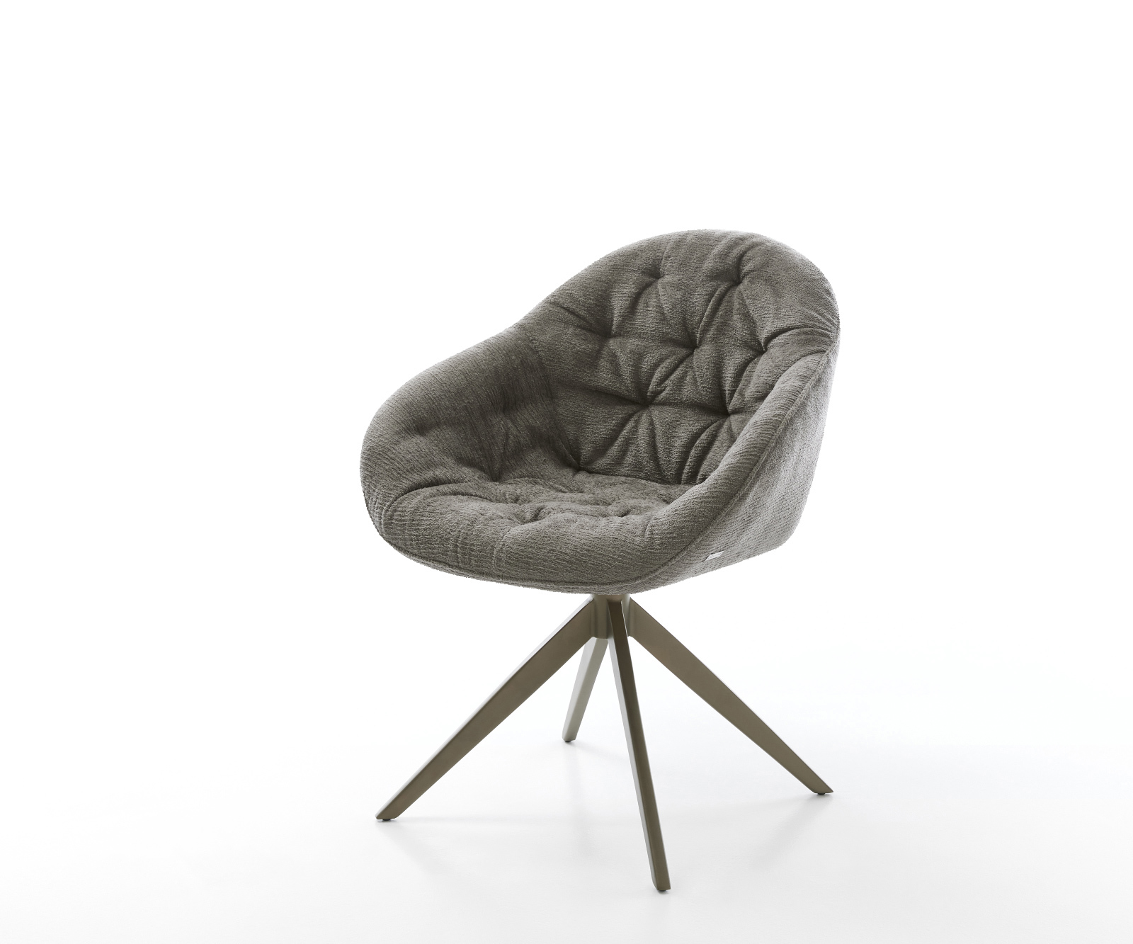 Étkezőszék Gaio-Flex bouclé puha sötét bézs kereszt láb széles titán színű 360° forgatható billenő