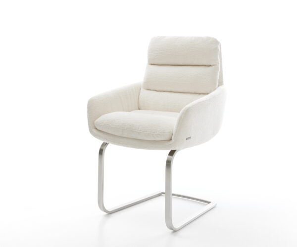 Étkezőszék Abelia-Flex karfás bouclé puha bézs konzolos lapos rozsdamentes acél