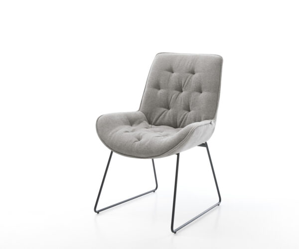 Étkezőszék Taimi-Flex strukturált szövet puha szürke vékony láb fekete