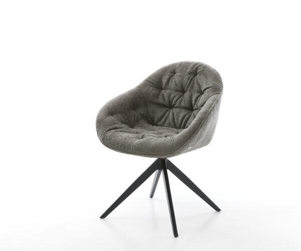 Étkezőszék Gaio-Flex bouclé puha sötét bézs kereszt láb széles fekete 360° forgatható billenő funkció