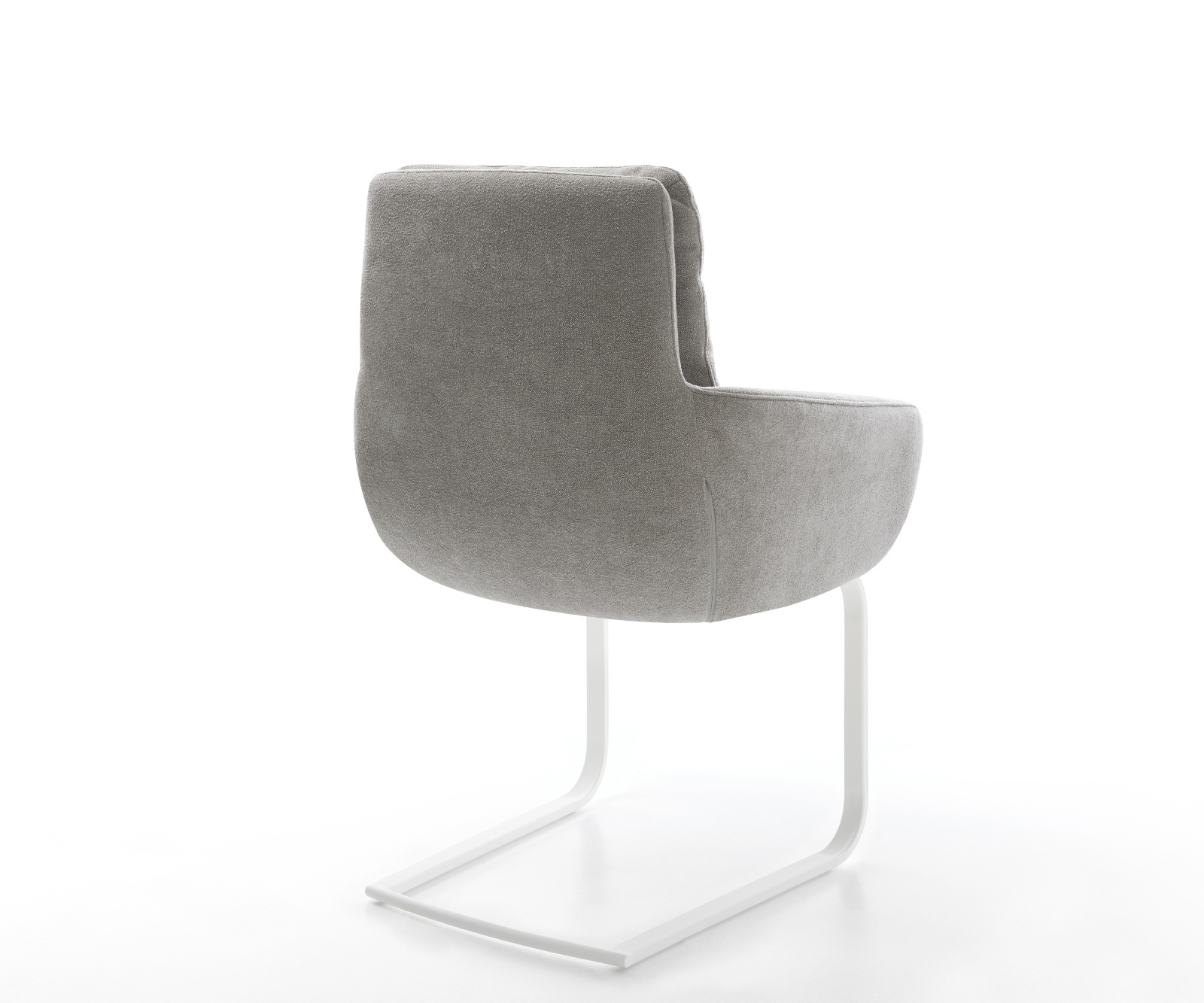 Étkezőszék Abelia-Flex kárpitozott karfás strukturált szövet puha szürke konzolos lapos fehér - Image 5