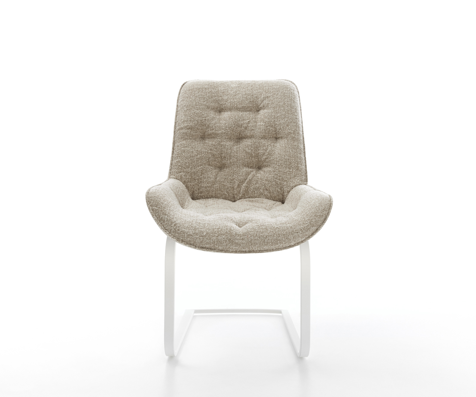 Étkezőszék Taimi-Flex szövött szövet puha bézs konzolos lapos fehér láb - Image 2