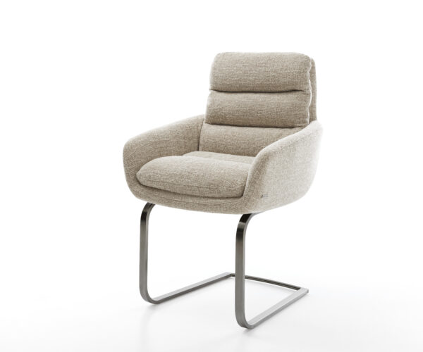 Étkezőszék Abelia-Flex kárpitozott karfás szövetszövet puha bézs konzolos lapos antracit