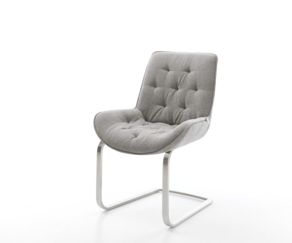 Étkezőszék Taimi-Flex strukturált szövet puha szürke konzolos lapos rozsdamentes acél