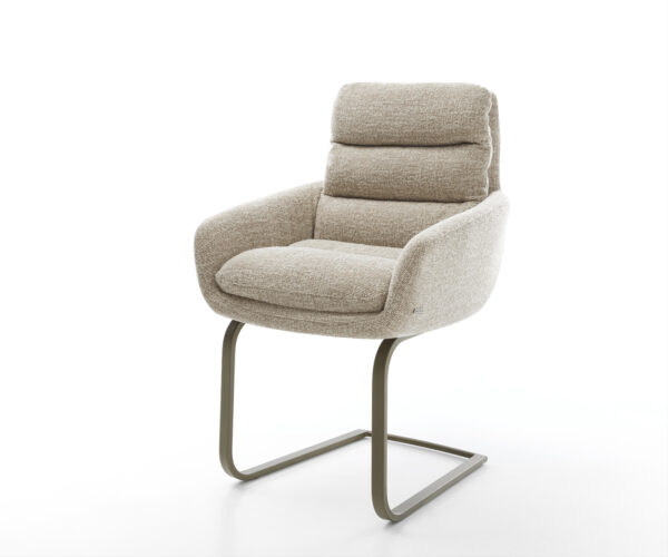 Étkezőszék Abelia-Flex karfás mikroszálas puha bézs konzolos lapos láb titán színű