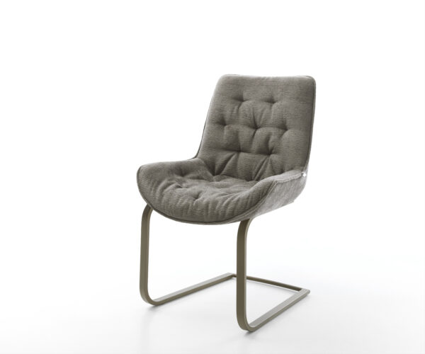 Étkezőszék Taimi-Flex bouclé puha sötét bézs konzolos láb lapos titán színű