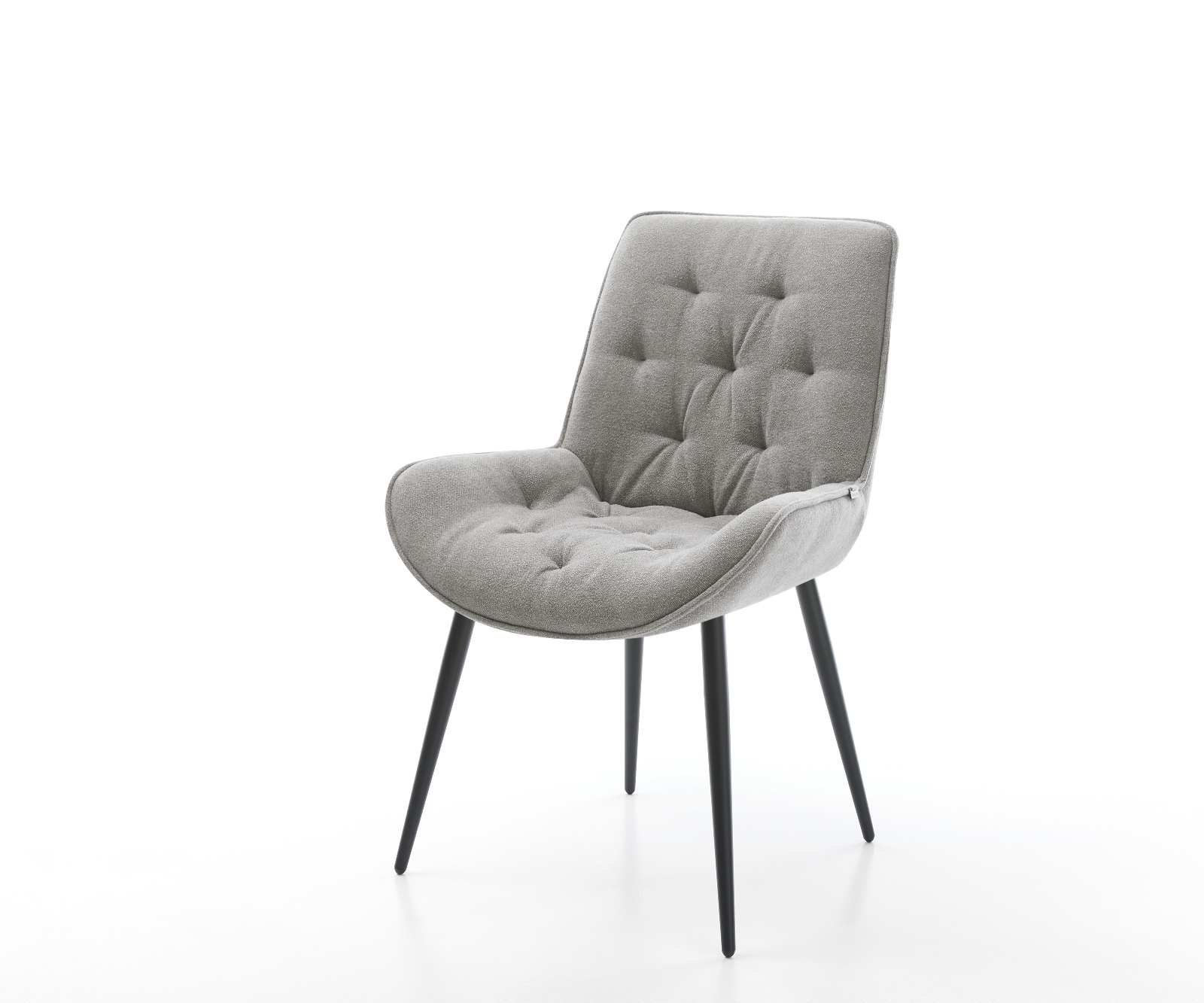 Étkezőszék Taimi-Flex strukturált szövet puha szürke 4 láb kúpos fekete