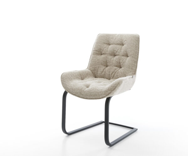 Étkezőszék Taimi-Flex szövött szövet puha bézs konzolos lapos fekete