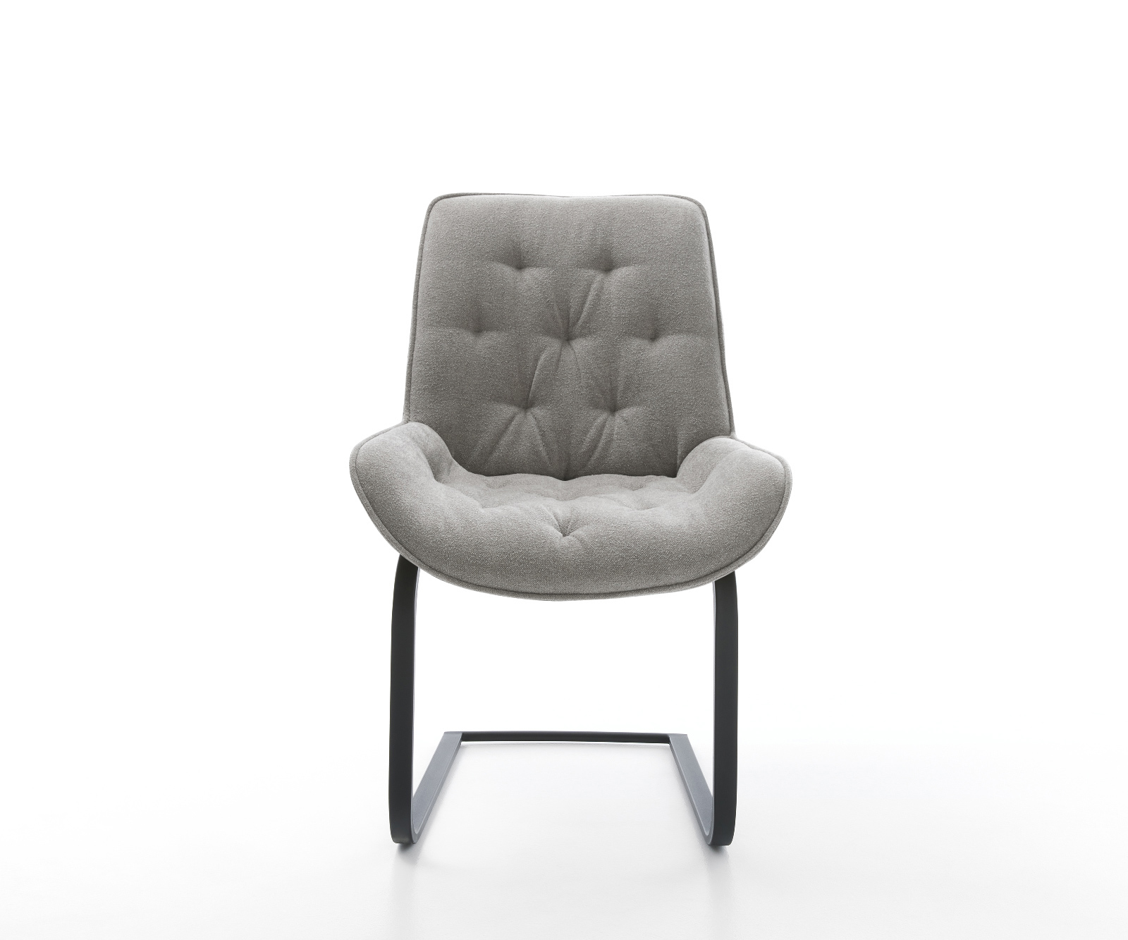 Étkezőszék Taimi-Flex strukturált szövet puha szürke konzolos lapos fekete láb - Image 2