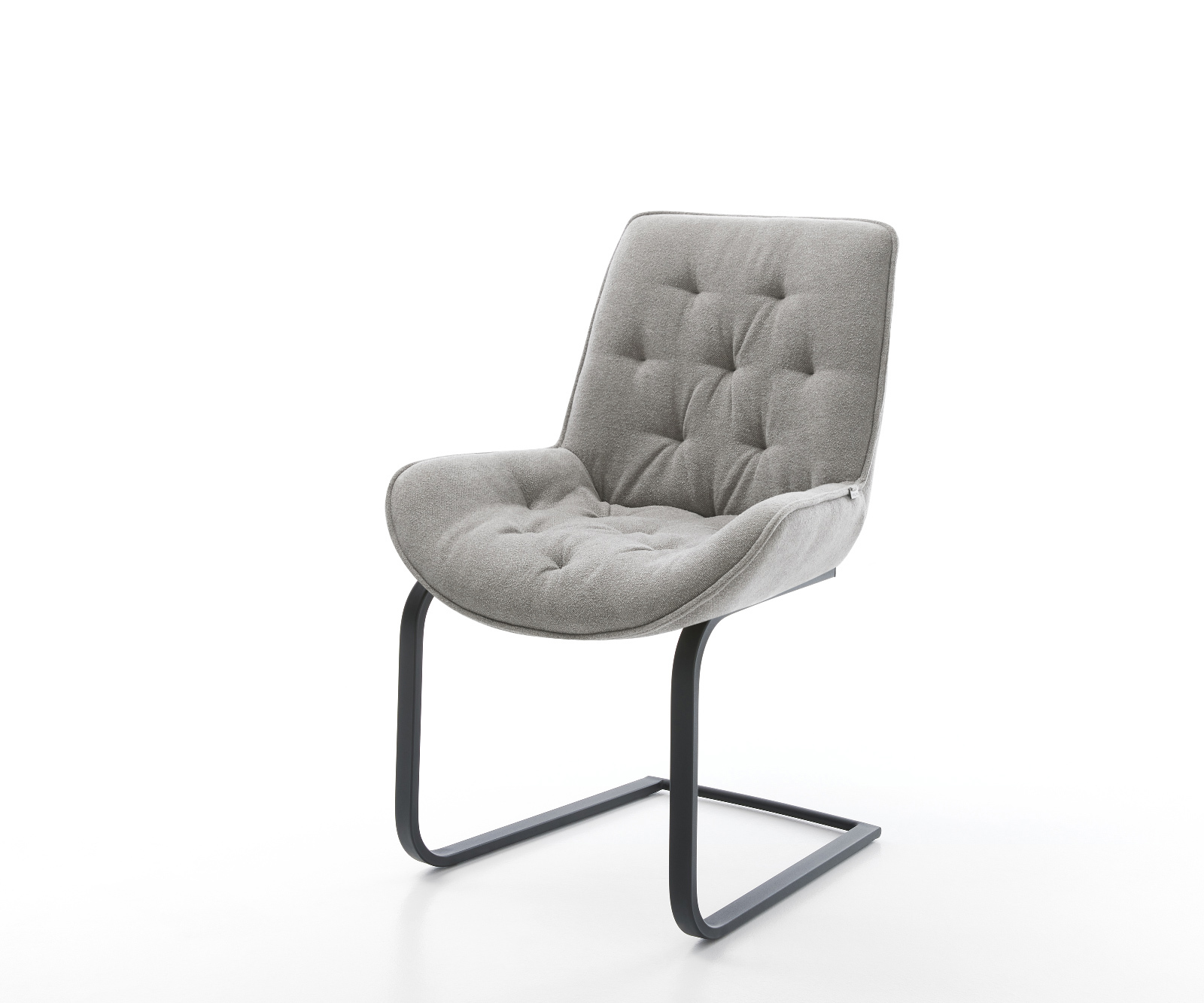 Étkezőszék Taimi-Flex strukturált szövet puha szürke konzolos lapos fekete láb