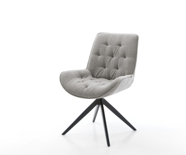 Étkezőszék Taimi-Flex strukturált szövet puha szürke kereszt láb széles fekete 360°-ban forgatható billenő funkció