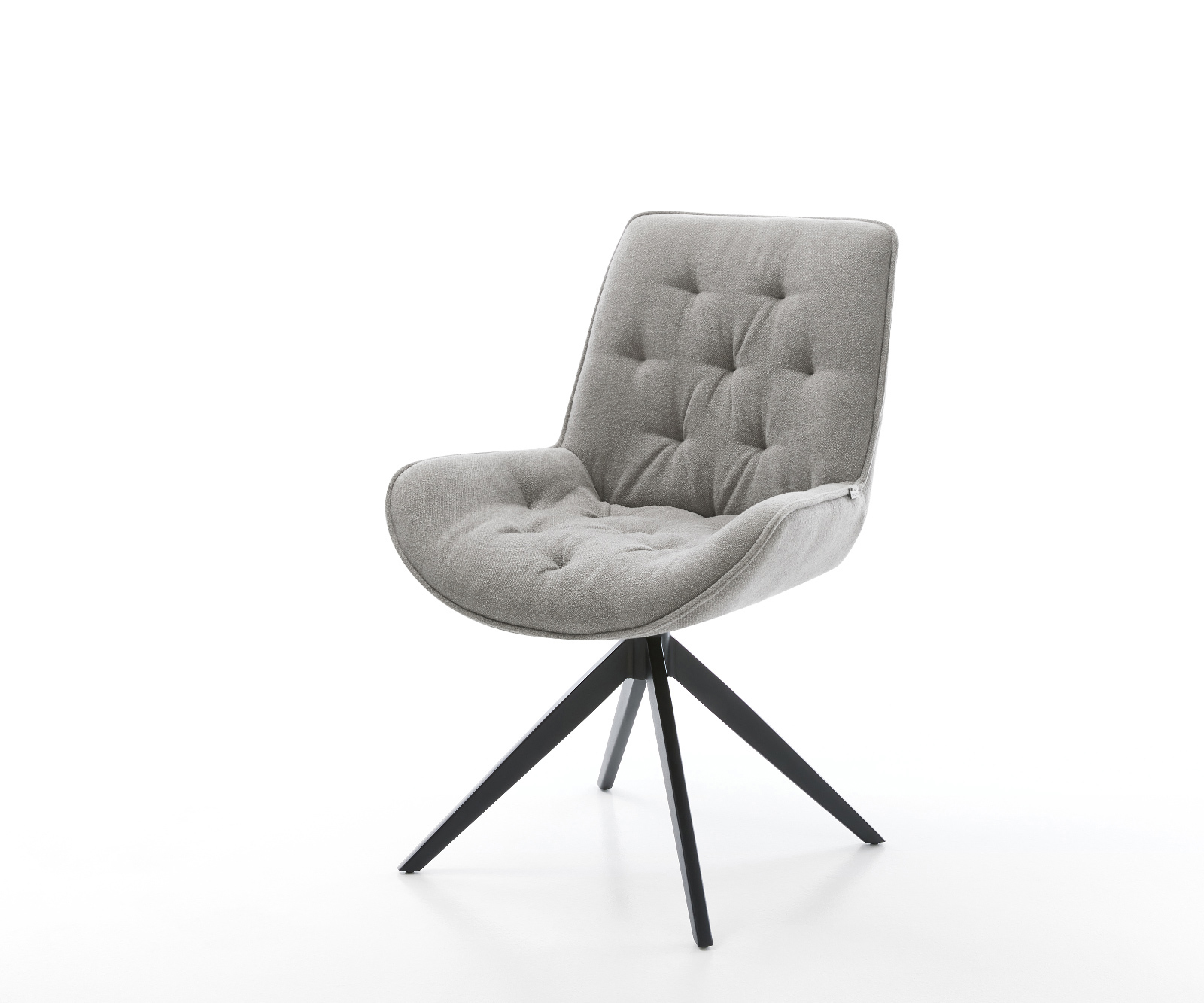 Étkezőszék Taimi-Flex strukturált szövet puha szürke kereszt láb széles fekete 360°-ban forgatható billenő funkció