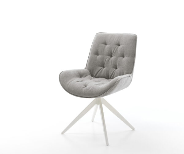 Étkezőszék Taimi-Flex strukturált szövet puha szürke kereszt láb széles fehér 360°-ban forgatható billenő funkció