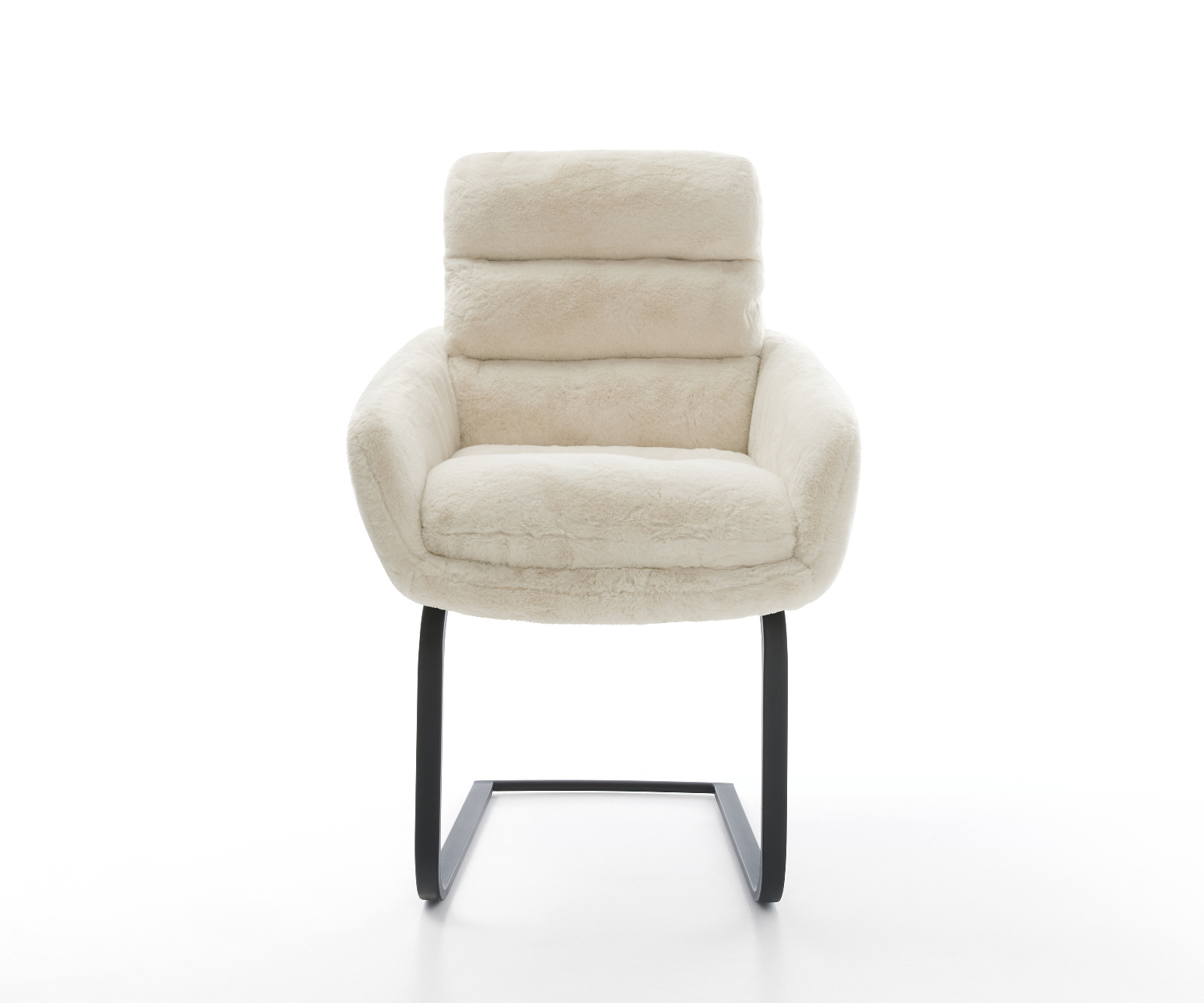 Étkezőszék Abelia-Flex karfás plüss krémfehér konzolos lapos fekete - Image 2