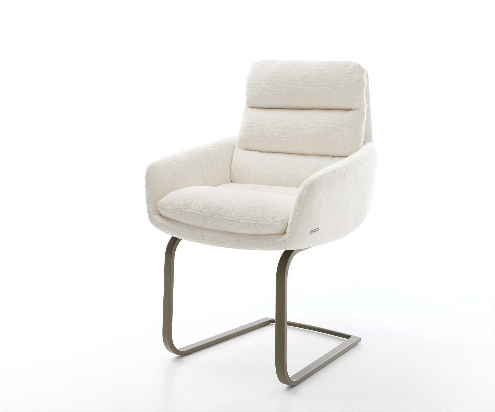 Étkezőszék Abelia-Flex karfás bouclé puha bézs konzolos lapos láb titán színű