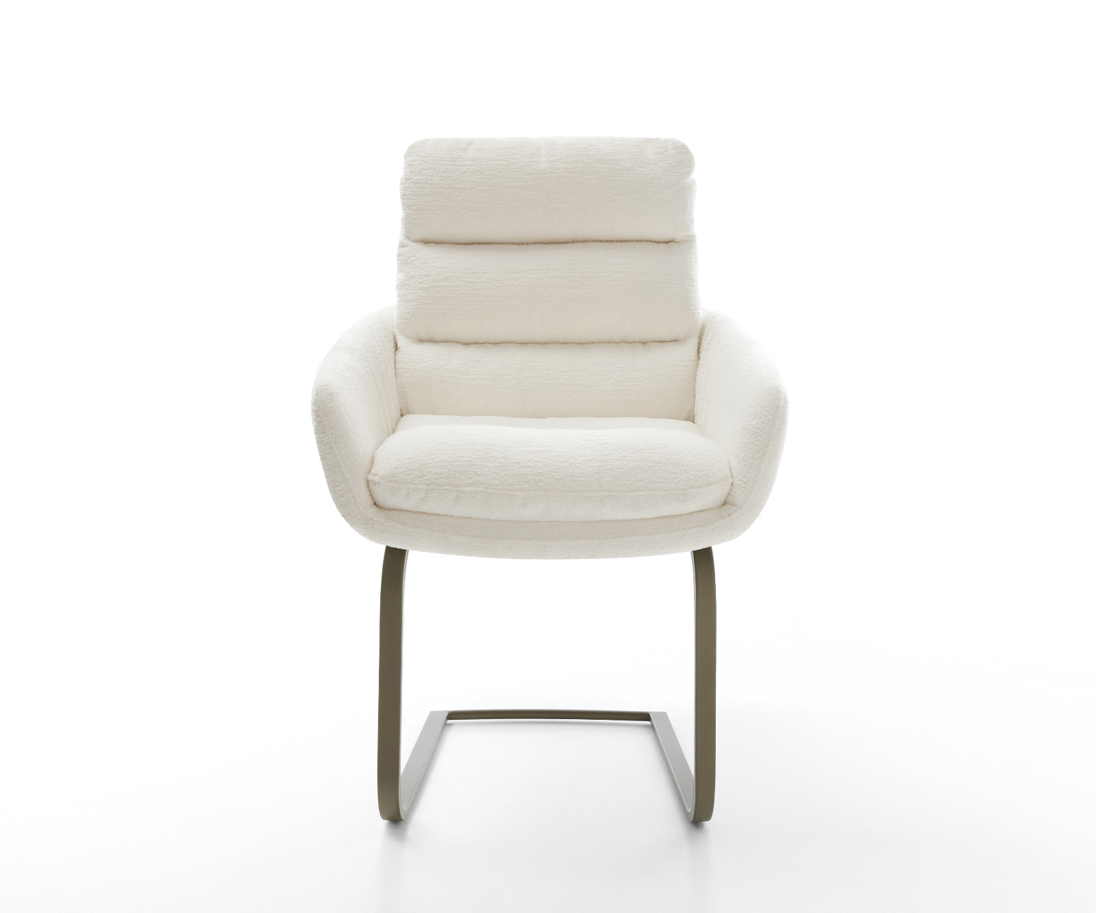 Étkezőszék Abelia-Flex karfás bouclé puha bézs konzolos lapos láb titán színű - Image 2