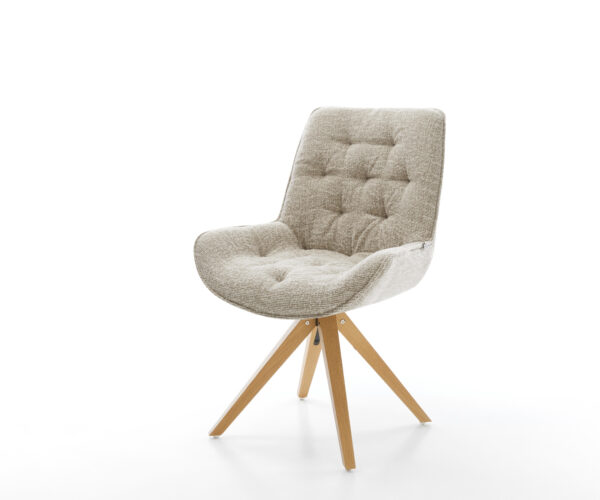 Étkezőszék Taimi-Flex szövött szövet puha bézs fa láb szögletes természetes 180° forgatható