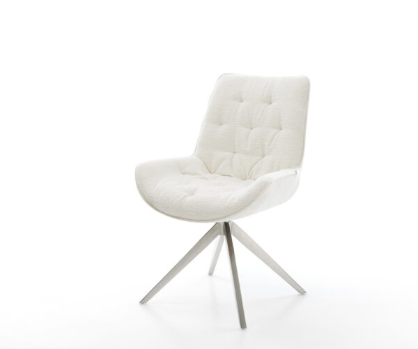 Étkezőszék Taimi-Flex bouclé puha bézs kereszt láb széles rozsdamentes acél 360° forgatható billenő