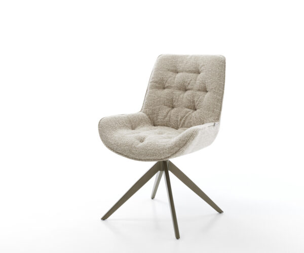 Étkezőszék Taimi-Flex szövött szövet puha bézs kereszt láb széles titán színű 360° forgatható billenő