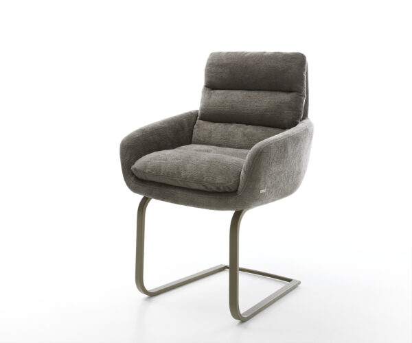 Étkezőszék Abelia-Flex karfás bouclé puha sötét bézs konzolos lapos titán színű