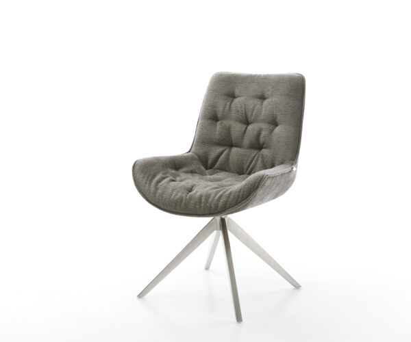 Étkezőszék Taimi-Flex bouclé puha sötét bézs kereszt láb széles rozsdamentes acél 360° forgatható billenő