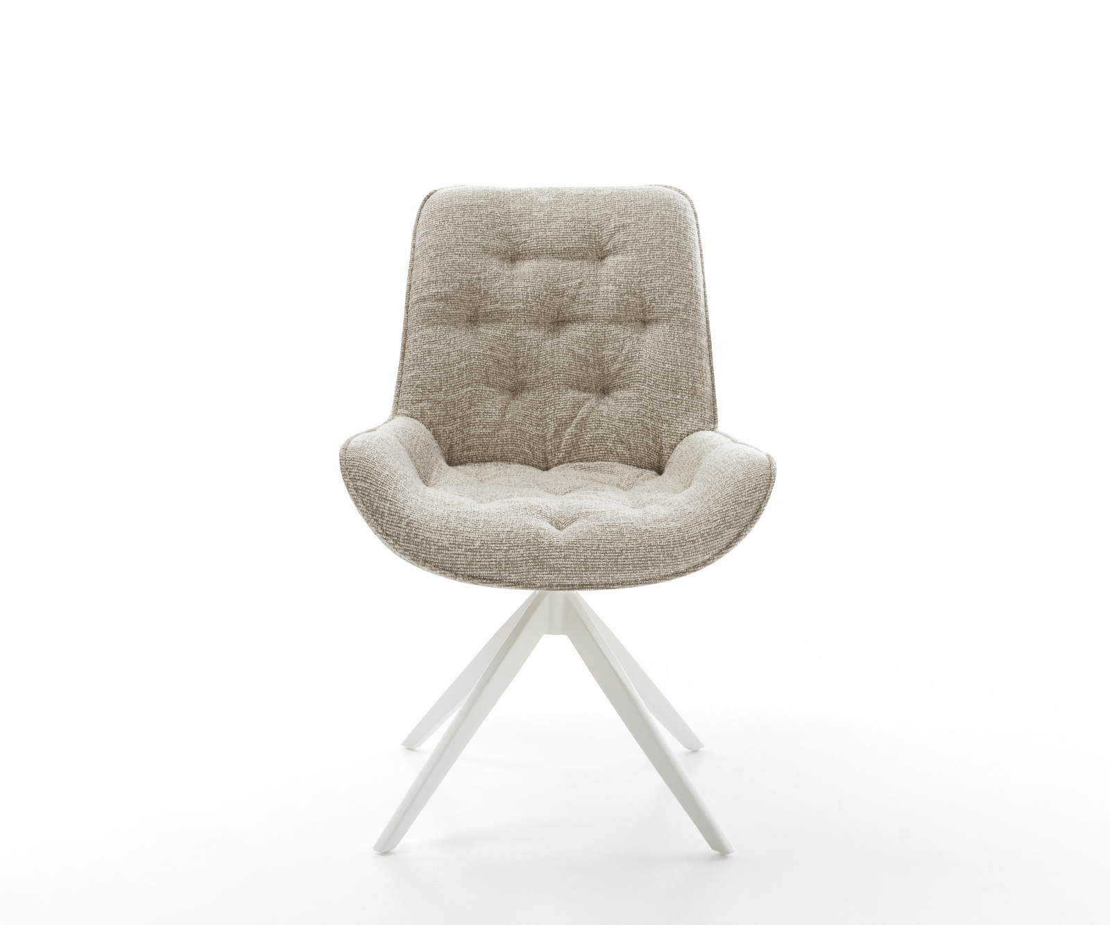 Étkezőszék Taimi-Flex szövött szövet puha bézs kereszt láb széles fehér 360° forgatható billenő - Image 2