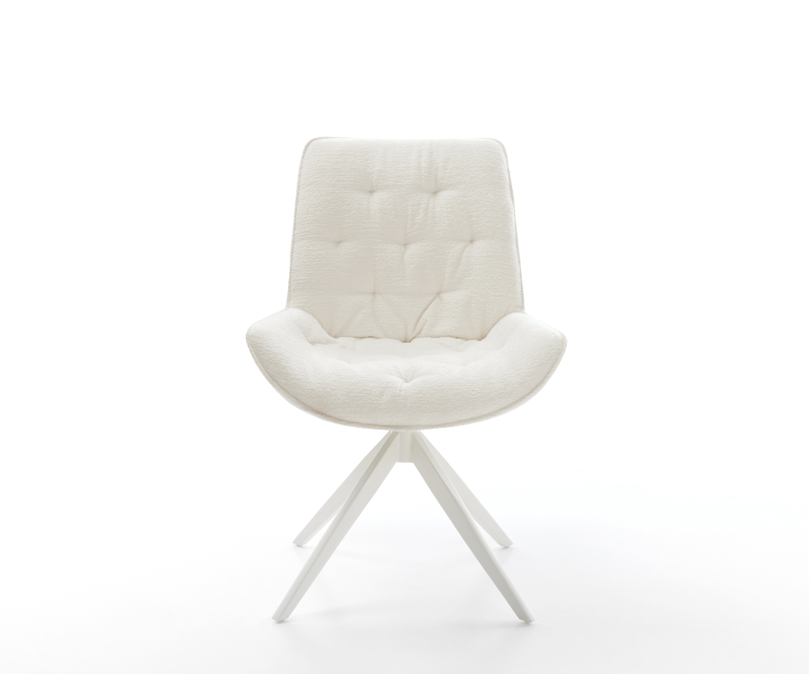 Étkezőszék Taimi-Flex bouclé puha bézs kereszt láb széles fehér 360° forgatható billenő funkció - Image 2