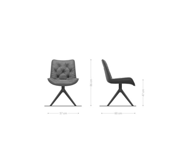 Étkezőszék Taimi-Flex bouclé puha sötét bézs kereszt láb széles fekete 360° forgatható billenő funkció - Image 6