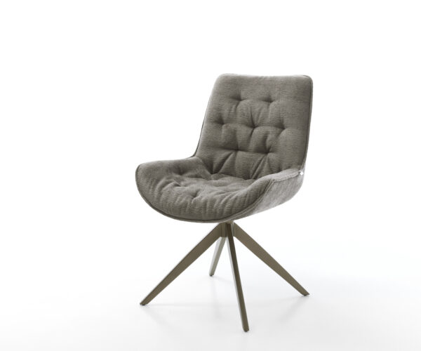 Étkezőszék Taimi-Flex bouclé puha sötét bézs kereszt láb széles titán színű 360° forgatható billenő funkció