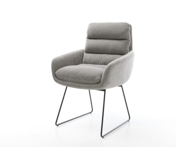 Étkezőszék Abelia-Flex karfás strukturált szövet puha szürke vékony láb fekete