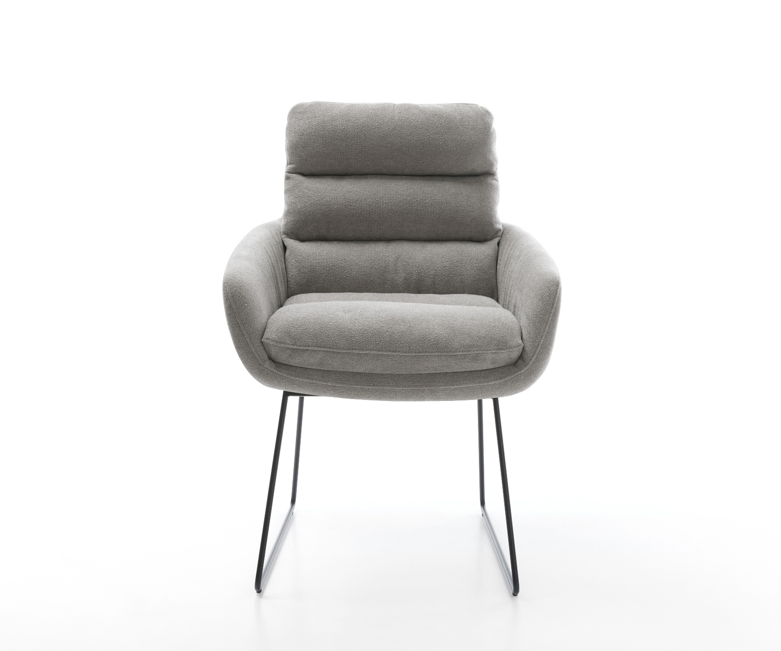 Étkezőszék Abelia-Flex karfás strukturált szövet puha szürke vékony láb fekete - Image 2