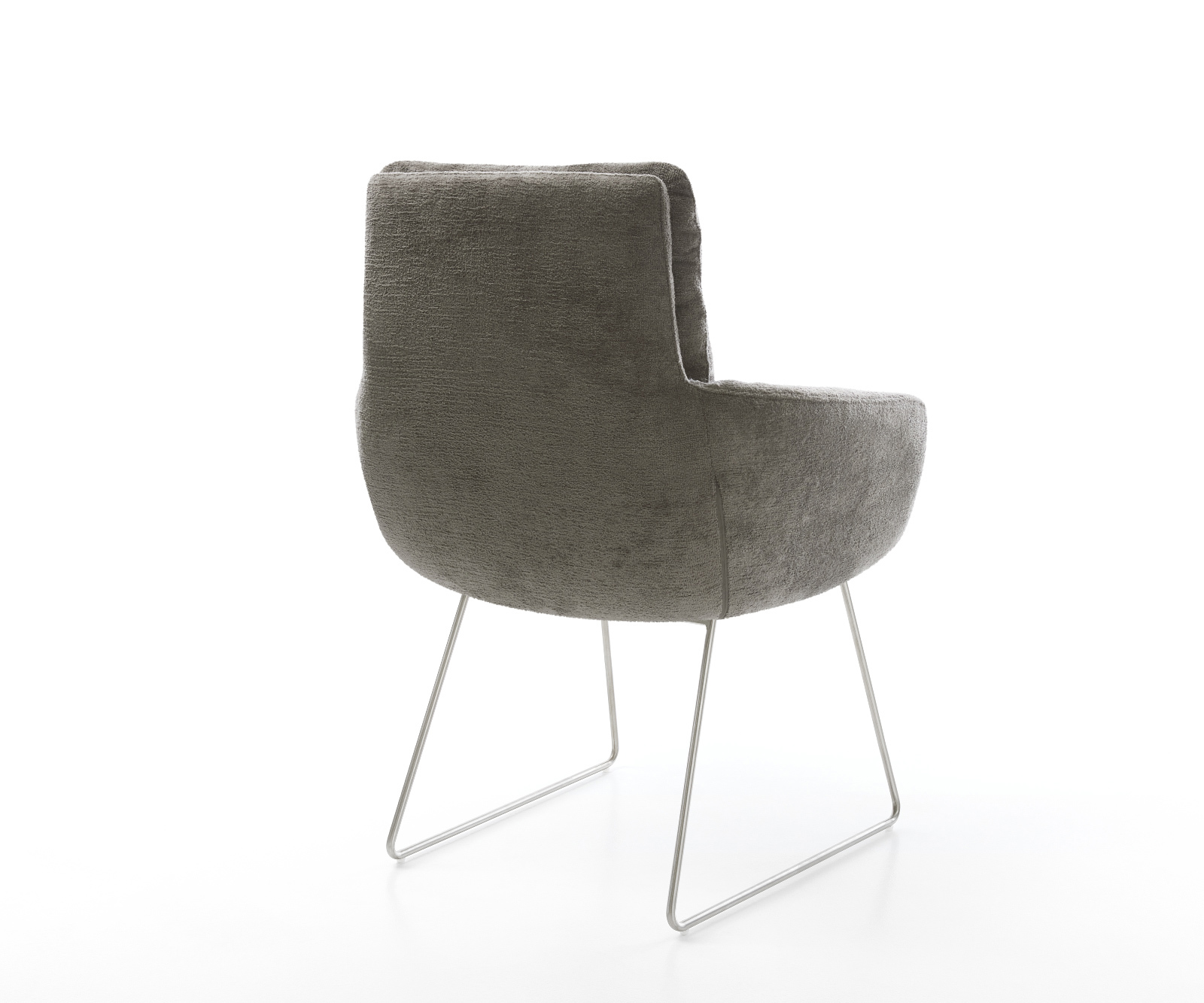 Étkezőszék Abelia-Flex karfás bouclé puha sötét bézs vékony láb rozsdamentes acél - Image 5