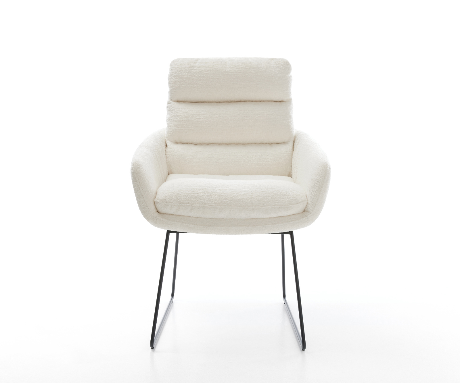 Étkezőszék Abelia-Flex karfás bouclé puha bézs fekete vékony láb - Image 2