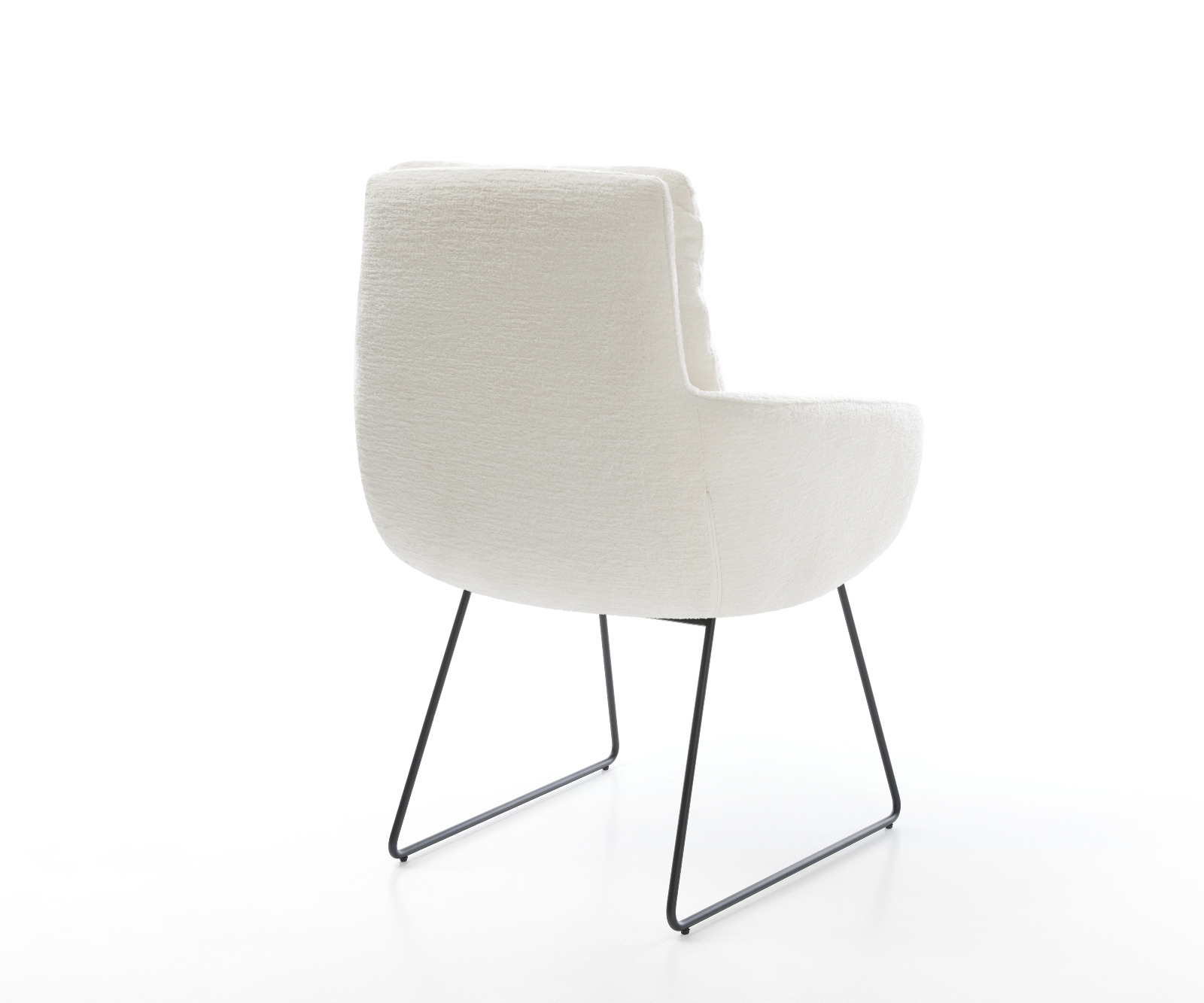 Étkezőszék Abelia-Flex karfás bouclé puha bézs fekete vékony láb - Image 5
