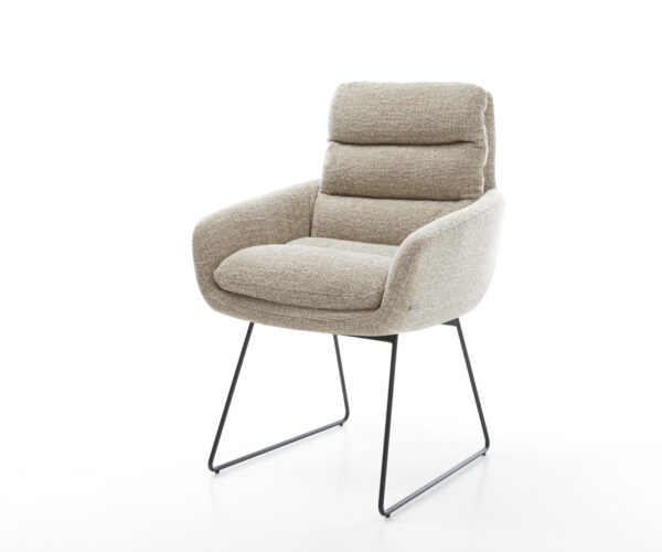 Étkezőszék Abelia-Flex karfás mikroszálas puha bézs vékony láb fekete