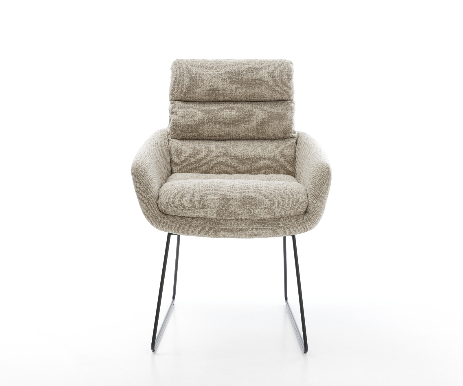 Étkezőszék Abelia-Flex karfás mikroszálas puha bézs vékony láb fekete - Image 2