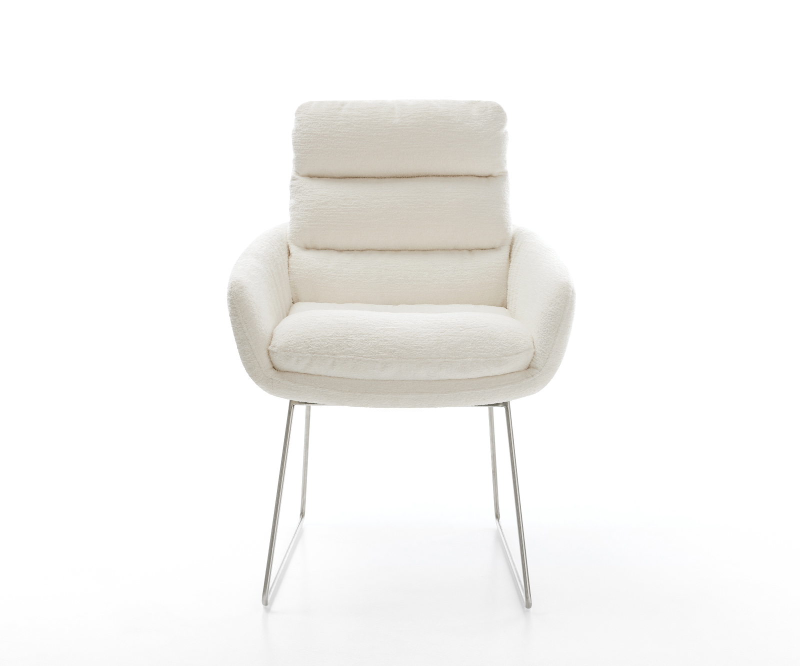 Étkezőszék Abelia-Flex karfás bouclé puha bézs vékony láb rozsdamentes acél - Image 2