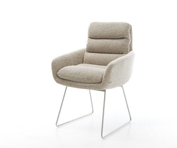 Étkezőszék Abelia-Flex karfás mikroszálas puha bézs vékony fém láb