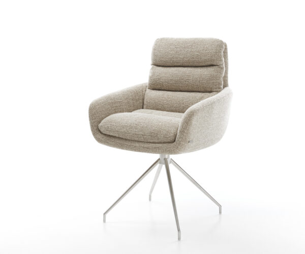 Étkezőszék Abelia-Flex karfás szövettel puha bézs kereszt láb kúpos rozsdamentes acél