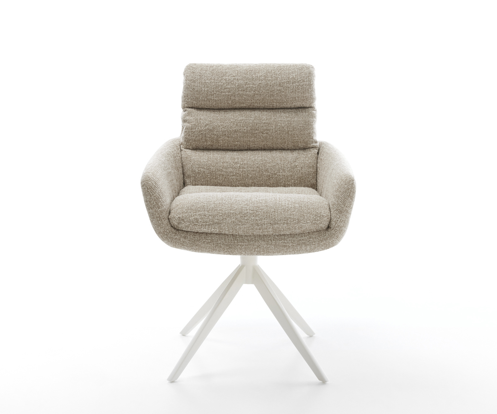 Étkezőszék Abelia-Flex karfás szövetszövet puha bézs kereszt láb széles fehér 360° forgatható billenő funkció - Image 2
