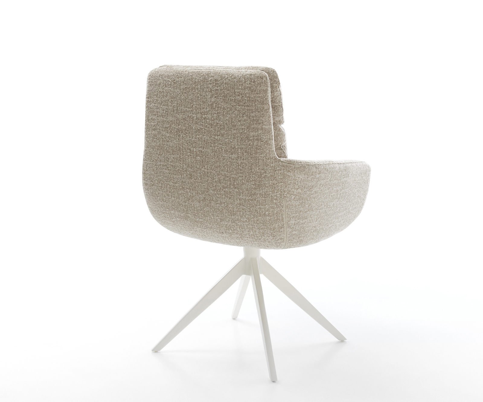 Étkezőszék Abelia-Flex karfás szövetszövet puha bézs kereszt láb széles fehér 360° forgatható billenő funkció - Image 5