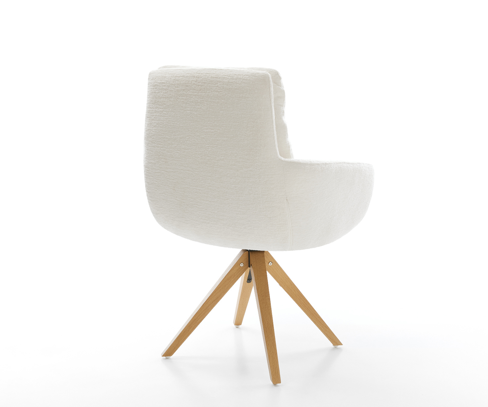 Étkezőszék Abelia-Flex karfás bouclé puha bézs fa láb szögletes természetes 180° forgatható - Image 5